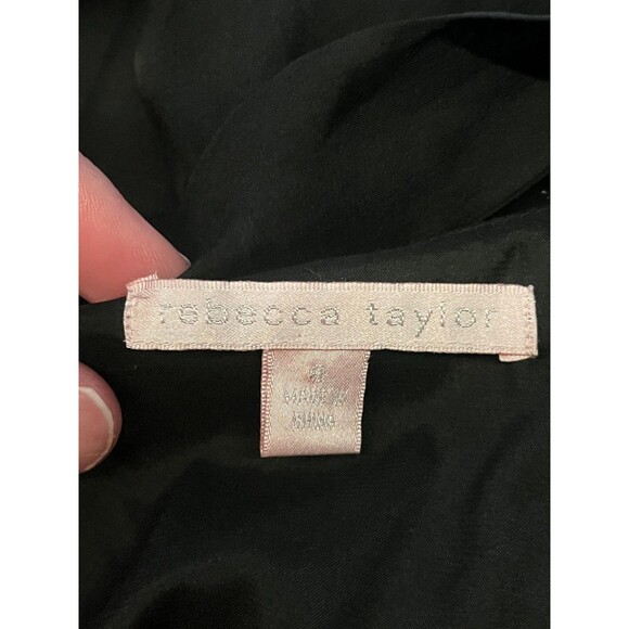 Rebecca Taylor Shirt Womens 6 Black Silk Beaded Embellished Flowy Tank Top - Picture 6 of 9